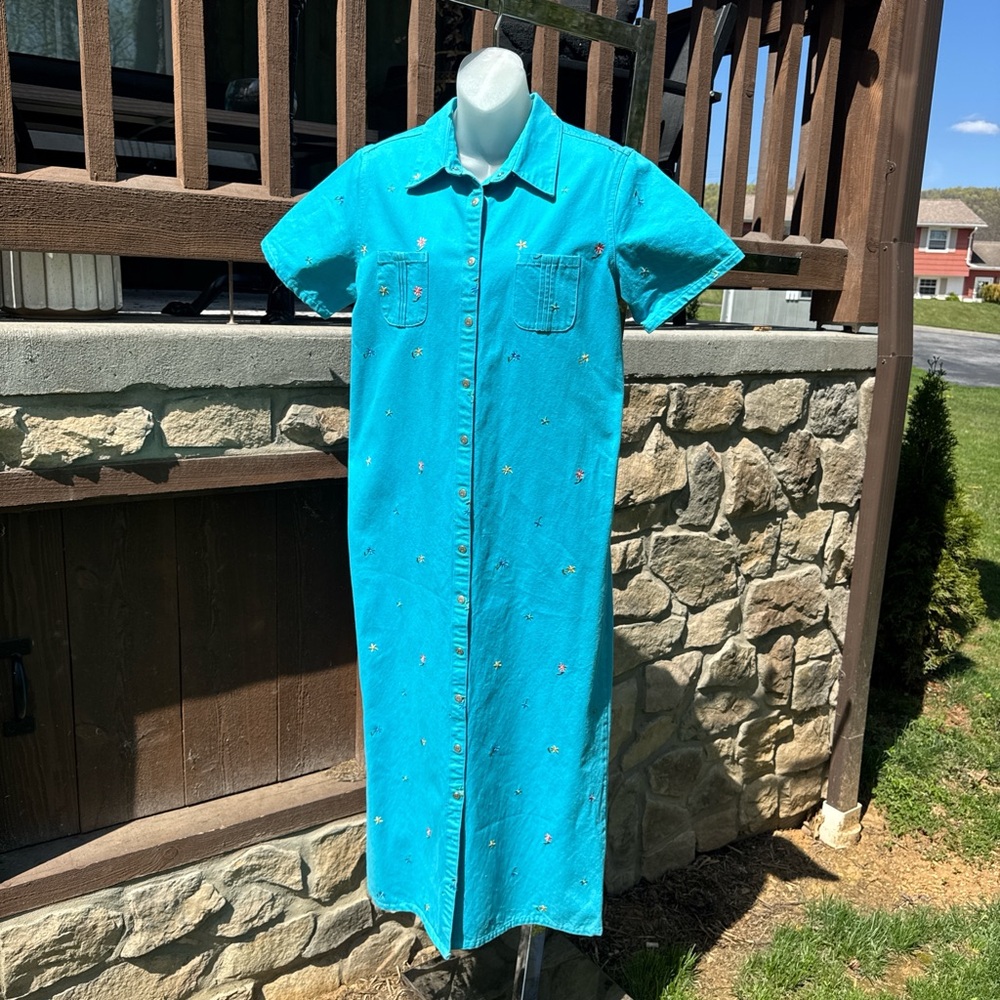 Vintage denim & co Turquoise Button-Up Dress